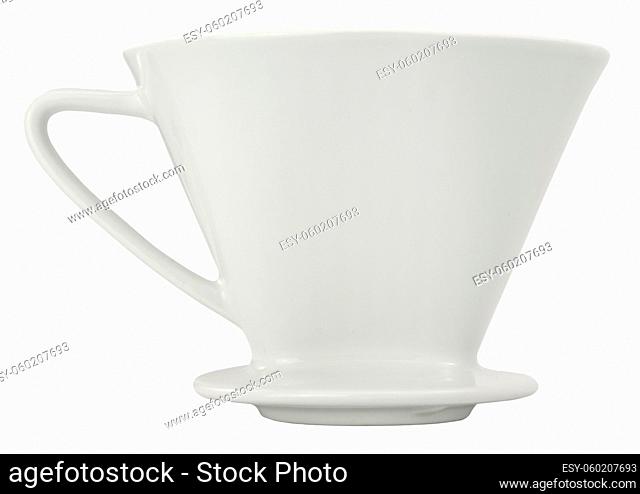 White Porcelain Coffee Filter Cone, Or Dripper, For Brewed Pour-Over Coffee