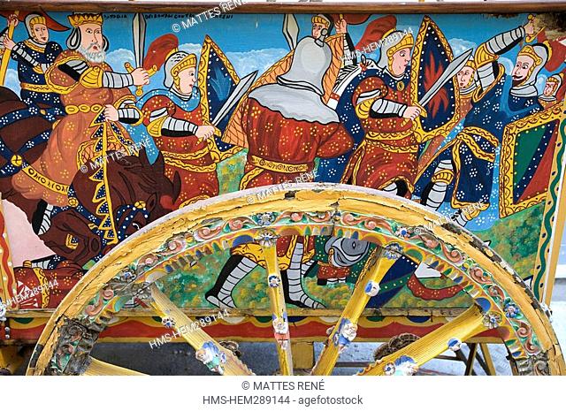 Italy, Sicily, Palermo, decoration of a Sicilian cart