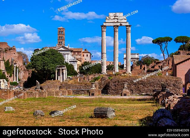 Roman forum ruins in Rome Italy - architecture background