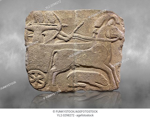 Hittite monumental relief sculpted orthostat stone panel. Limestone, KarkamÄ±s, (KargamÄ±s), Carchemish (Karkemish), 900-700 B. C. Hunting carriage