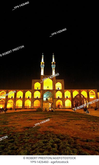 Night view of the Mir Chaqmaq facade, Yazd, Iran