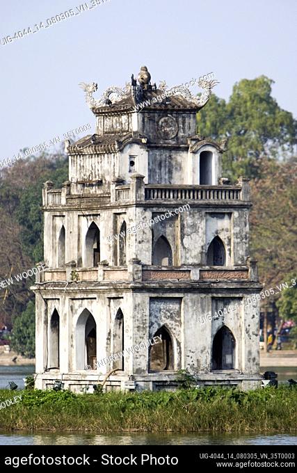Named after the legend of the lake Thap Rua Tortoise Tower south end Hoan Kiem Lake Hanoi Vietnam