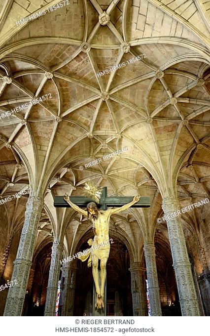 Portugal, Lisbon, Belem district, Hieronymites Monastery (Mosteiro dos Jeronimos), listed as World Heritage by UNESCO, Santa Maria church