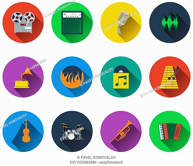 Set of musical icons in flat design