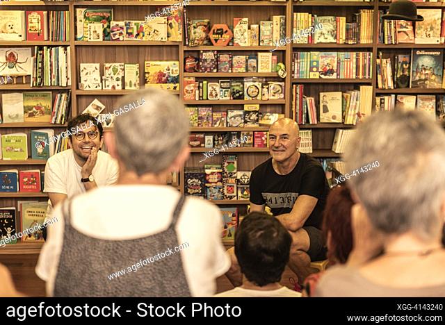 CAngas, Spain. Jun 24th, 2023. Anton Lopo, Galician writer and poet, presents his new book of poetry at the Wells bookshop