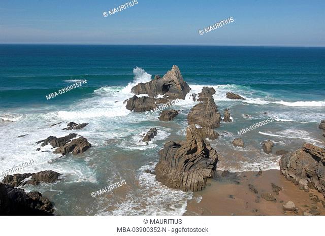 Portugal, Zambujeira do Mar, west coast, nature, sea, coast, waves, rocks