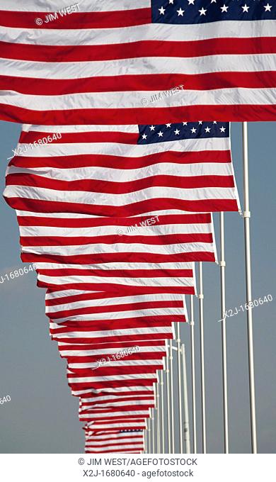 Holstein, Iowa - Several hundred American flags displayed to honor military veterans  The 'Avenue of Flags' was the project of a local Boy Scout