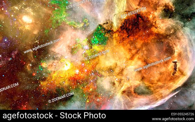 Abstract bright colorful universe. Nebula night starry sky in rainbow colors. Multicolor outer space. Elements of this image furnished by NASA