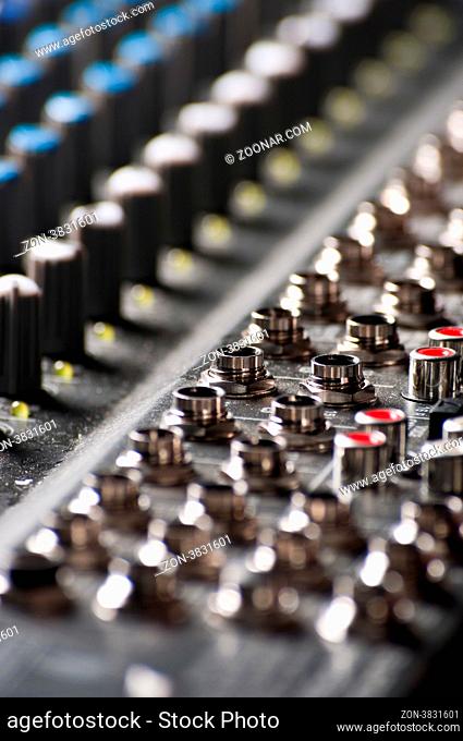 Texture of a sound mixer with buttons