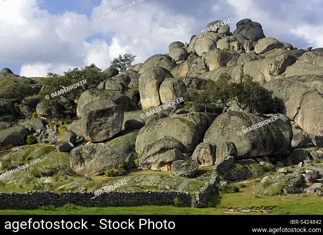 Granite rock terrain, volcanic rock, Valencia de Alcantara, Extremadura, Spain, Europe