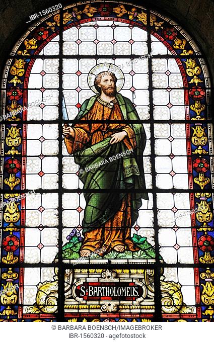 Saint Bartholomew, saint, stained glass windows, cathedral, La Serena, Norte Chico, northern Chile, Chile, South America