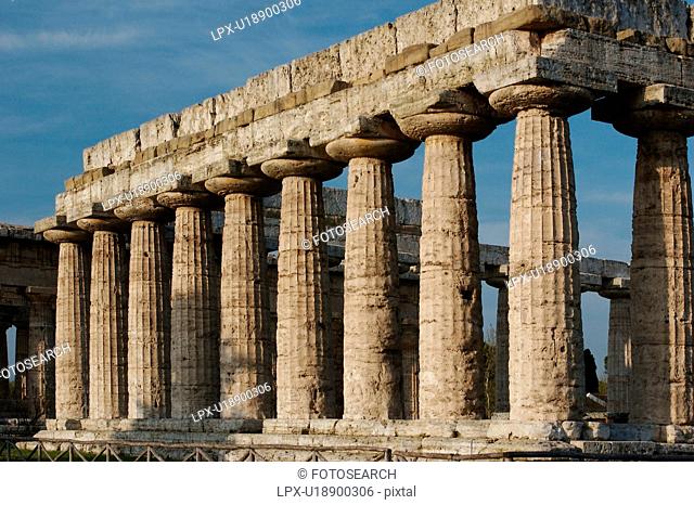 Greek Temples in Campania, Italy: Basilica aka Temple of Hera I, detail view