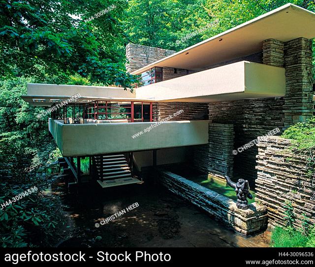 USA, East Coast, Pennsylvania, Ohiopyle, Mill Run, Frank Lloyd Wright's House Fallingwater
