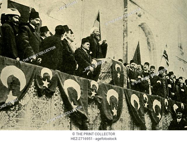 Holy War is pronounced at the Fatih Mosque, Constantinople, 14 November 1914, (c1920). Creator: Unknown