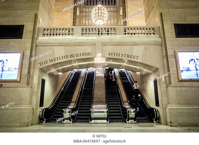 Grand Central station from the inside and entrance to the MetLife Building, Manhattan, New York city, New York, the USA, North America