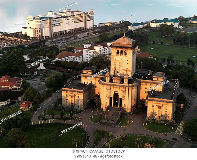Aerial image of the Sultan Ibrahim Building, the former state secretariat building of Johor  It is located at Bukit Timbalan in Johor Bahru