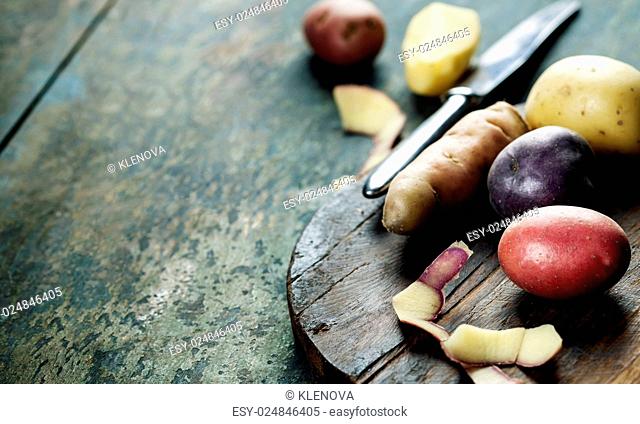 Raw colorful potatoes ready for cooking
