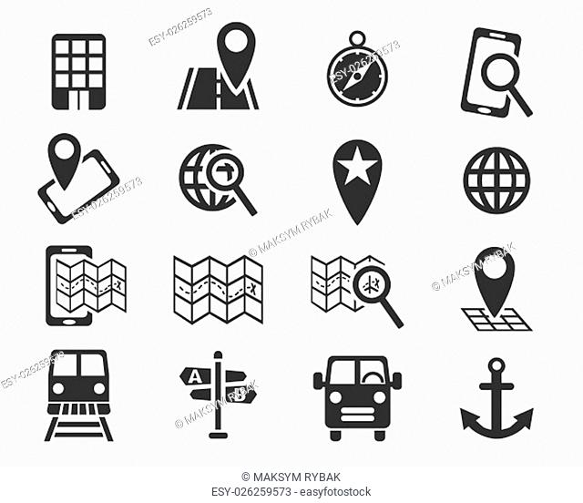 navigation ransport map web icons for user interface design