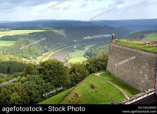 view from fortress Koenigstein in Saxony, Germany