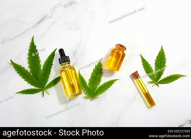Cbd oil, cannabis extract. Medical marijuana, hemp oil in bottle