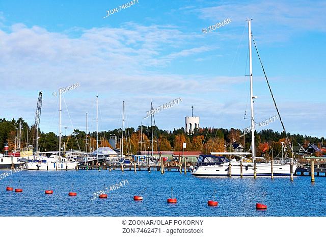 Hafen von Trosa, Södermanlands Län, Schweden. Trosa Haven, Södermanlands Län, Sweden