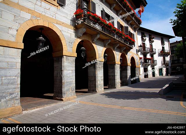 Lesaka village, city hall building, in the Bidasoa valley. Navarra