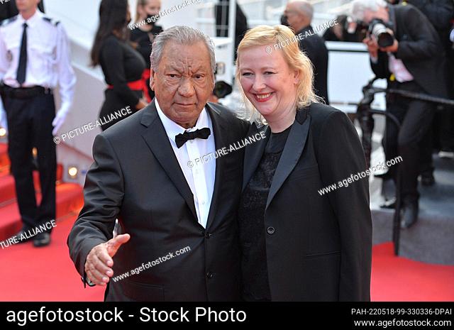 17 May 2022, France, Cannes: Jasmila Zbanic and Tony Gatlif attend the screening of ""Final Cut"" (original title: ""Coupez!"") and the Opening Ceremony Red...