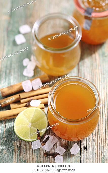 Homemade syrup with citrus fruits