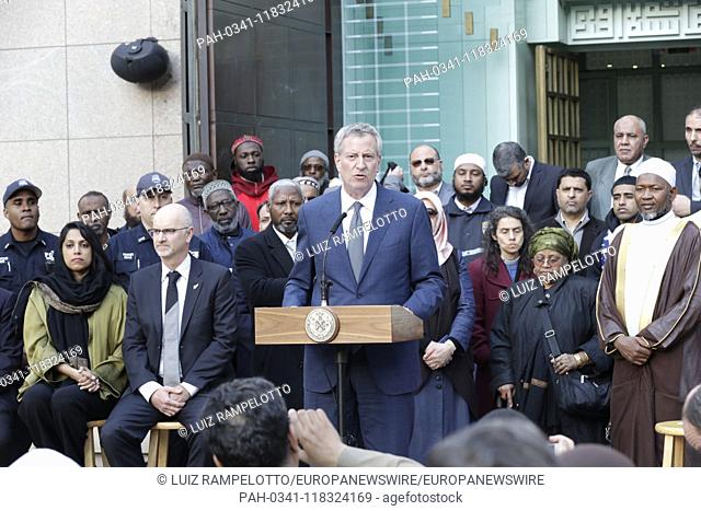 Islamic Cultural Center, New York, USA, March 15, 2019 - Mayor Bill de Blasio visits the 96th Street Islamic Cultural Center in Manhattan to deliver remarks and...