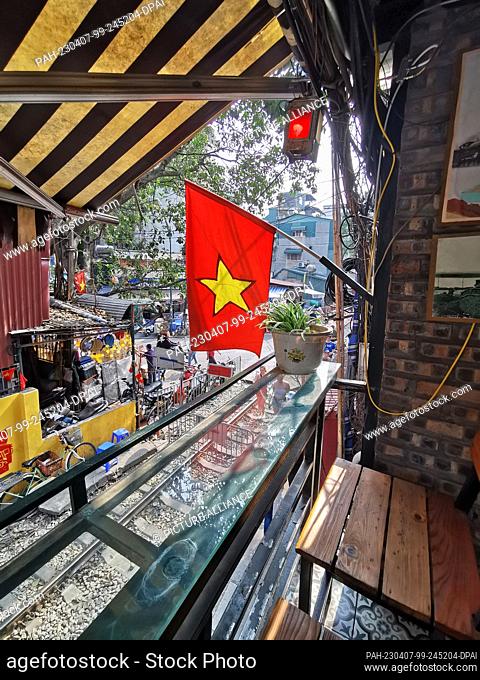 27 February 2023, Vietnam, Hanoi: View from a restaurant into Train Street. The famous ""street"" is officially closed to tourists and visitors at the moment