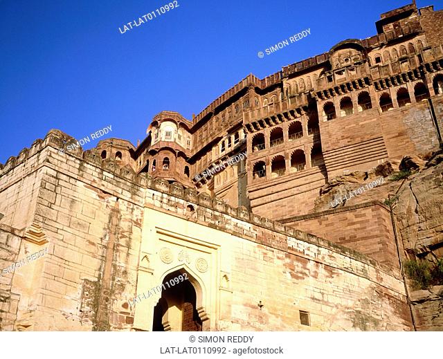Mehrangarh Fort, located in Jodhpur city in Rajasthan state is one of the largest forts and a famous tourist destination in India