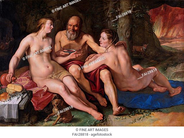 Lot and his Daughters by Goltzius, Hendrick (1558-1617)/Oil on canvas/Mannerism/1616/The Netherlands/Rijksmuseum, Amsterdam/140x204/Bible/Painting/Lot und seine...