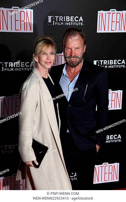 NY Premiere of 'The Intern' to Benefit Tribeca Film Institute at The Ziegfeld Theater Featuring: Trudie Styler, Sting, Gordon Sumner Where: NYC, New York