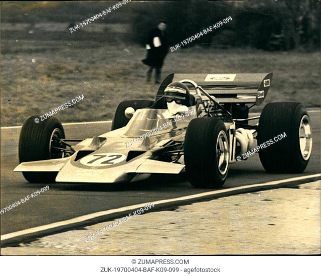 Apr. 04, 1970 - Lotus Unveil their new 200 M.P.H Grand Prix racing car - The Lotus 72: The contest World Constructors and Drivers Championship Honours during...