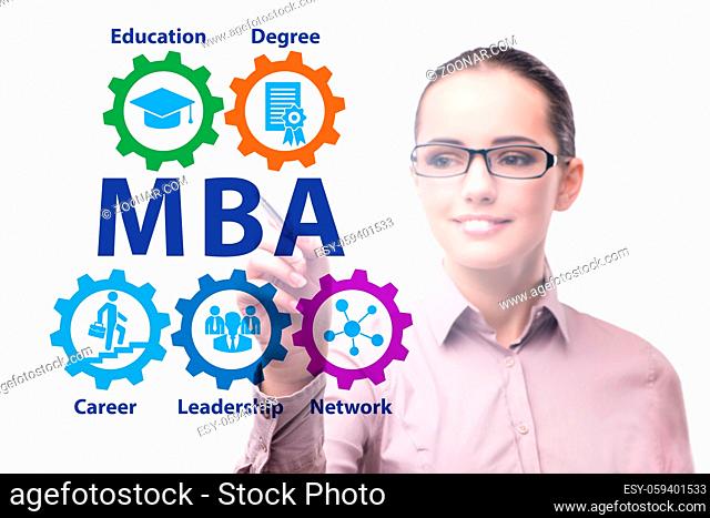 Businesswoman in the Master of business administration concept