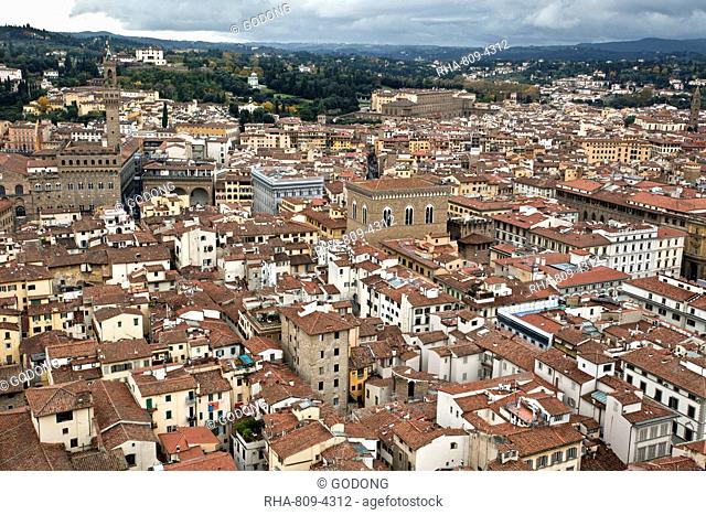 View of Florence from the Dome of Filippo Brunelleschi, Florence, UNESCO World Heritage Site, Tuscany, Italy, Europe