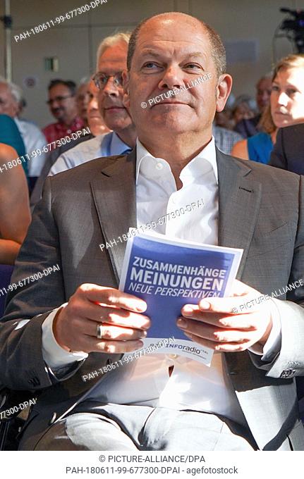 11 June 2018, Germany, Berlin: Olaf Scholz of the Social Democratic Party (SPD), German Minister of Finance, attends the Willy-Brandt-talk
