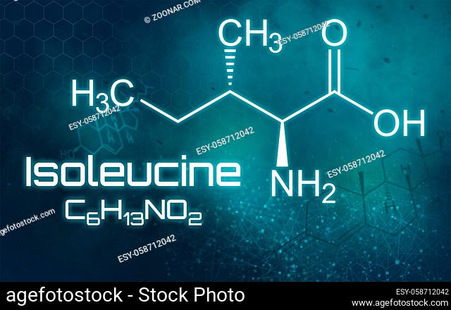 Chemical formula of Isoleucine on a futuristic background