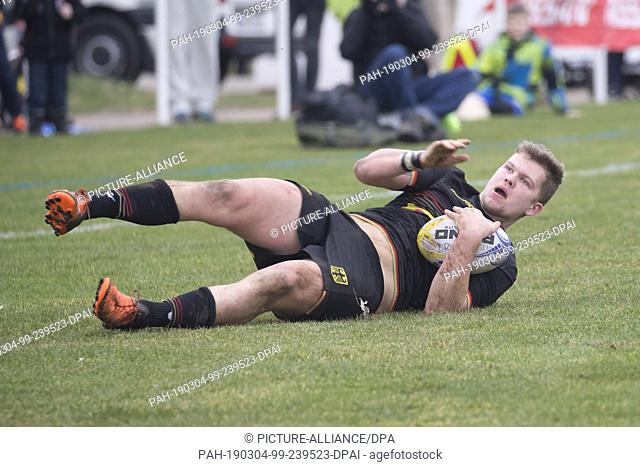 02 March 2019, Baden-Wuerttemberg, Heidelberg: Third match of the Rugby Europe Championship 2019: Germany-Russia on 09.02.2019 in Heidelberg