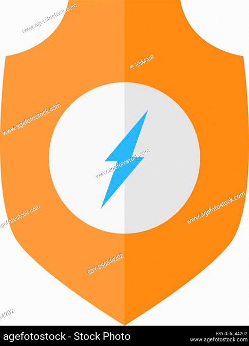 Flat design Shield with Lightning Bolt. Vector illustration