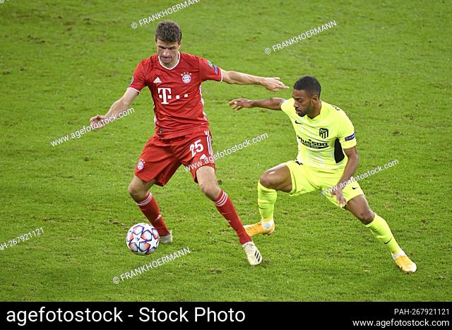 FC Bayern Munich will face Atletico Madrid in the quarter-finals. Archive photo; left to right Thomas MUELLER (MvÉ¬ºller, M), Renan LODI (Atletico), action