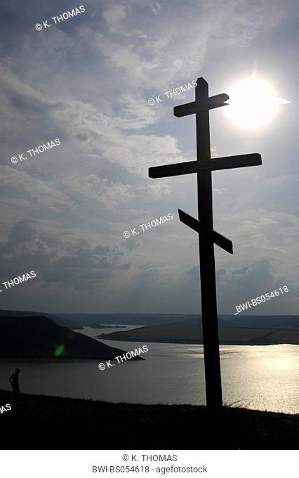 Bakota, lake, cross, Ukraine, Western Ukraine, Bakota