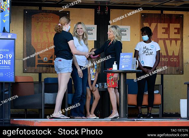 Nashville, Tennessee - June 22nd, 2021: First Lady Dr. Jill Biden touring a pop-up vaccination site at the Ole Smoky Distillery and Yee-Haw Brewing Co