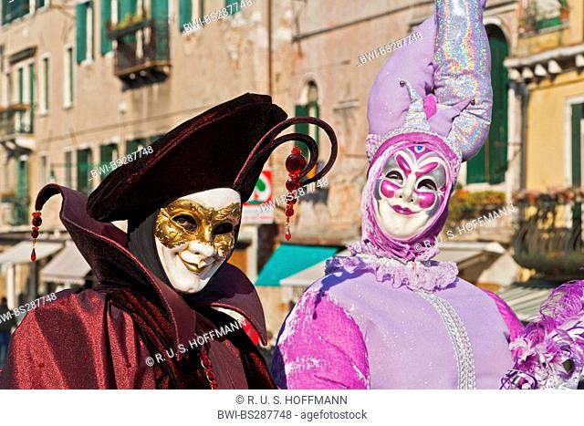 two masked persons at Carnival of Venice, Italy, Venice