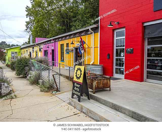 The Colorful River Arts District of Asheville North Carolina in the United States