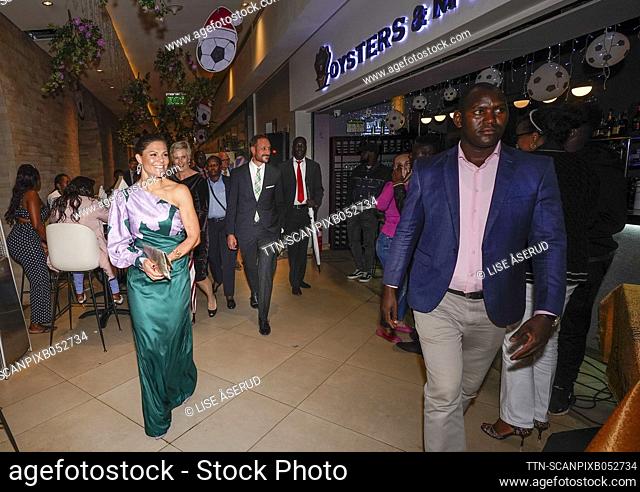 Crown Princess Victoria and Crown Prince Haakon arrive to the UNDP dinner at Trademark Hotel in Nairobi, Kenya, on November 23, 2022