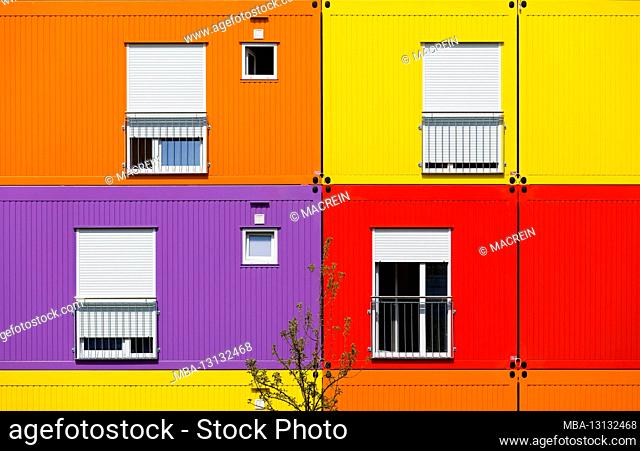 Colored mobile living containers, Hanover, Lower Saxony