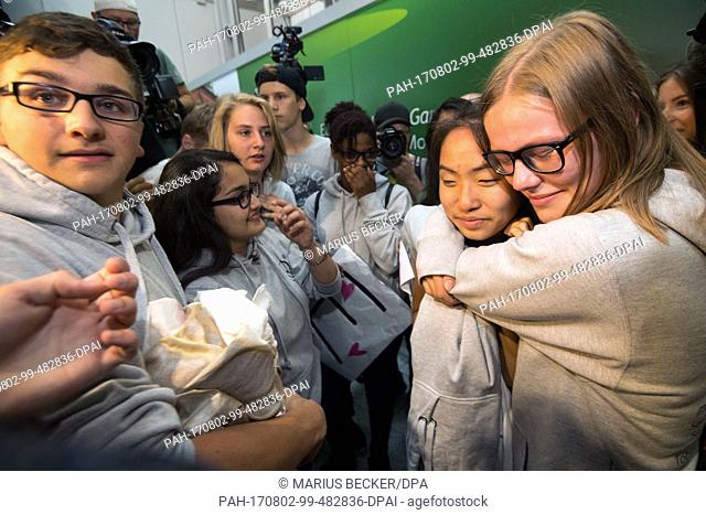 Schoolgirl Bivsi Rana arrives to the airport and is greeted by classmates in Dusseldorf, Germany, 02 August 2017. The schoolgirl and her family were deported to...