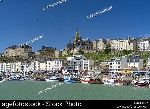 cityscape with harbour, Granville, Normandy, France