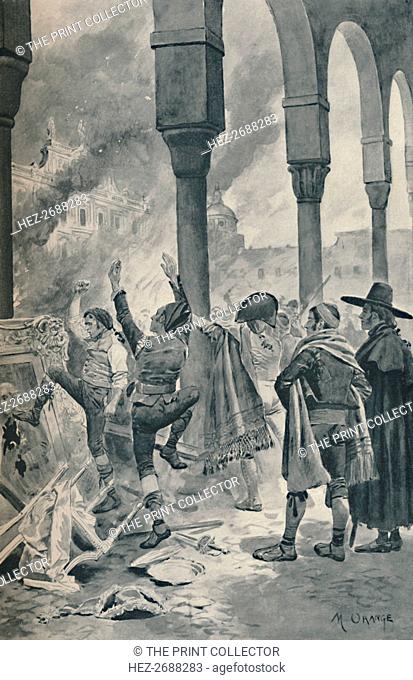 'The Burning of a Palace of Godoy By The Populace at Madrid', 1896. Artist: Unknown